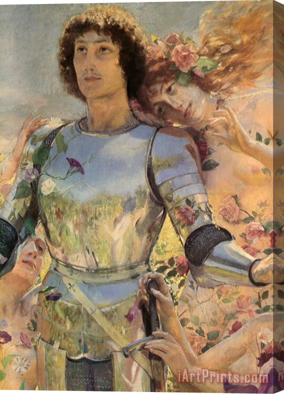 Georges Antoine Rochegrosse The Knight of The Flowers [detail Left] Stretched Canvas Print / Canvas Art